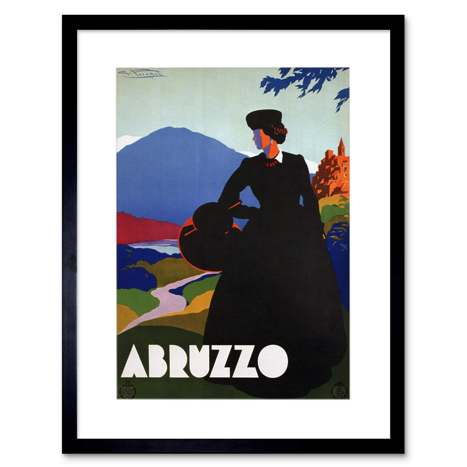 Wee Blue Coo Travel Italy Abruzzo Pastoral Mountain Vintage Advert Framed Wall Art Print