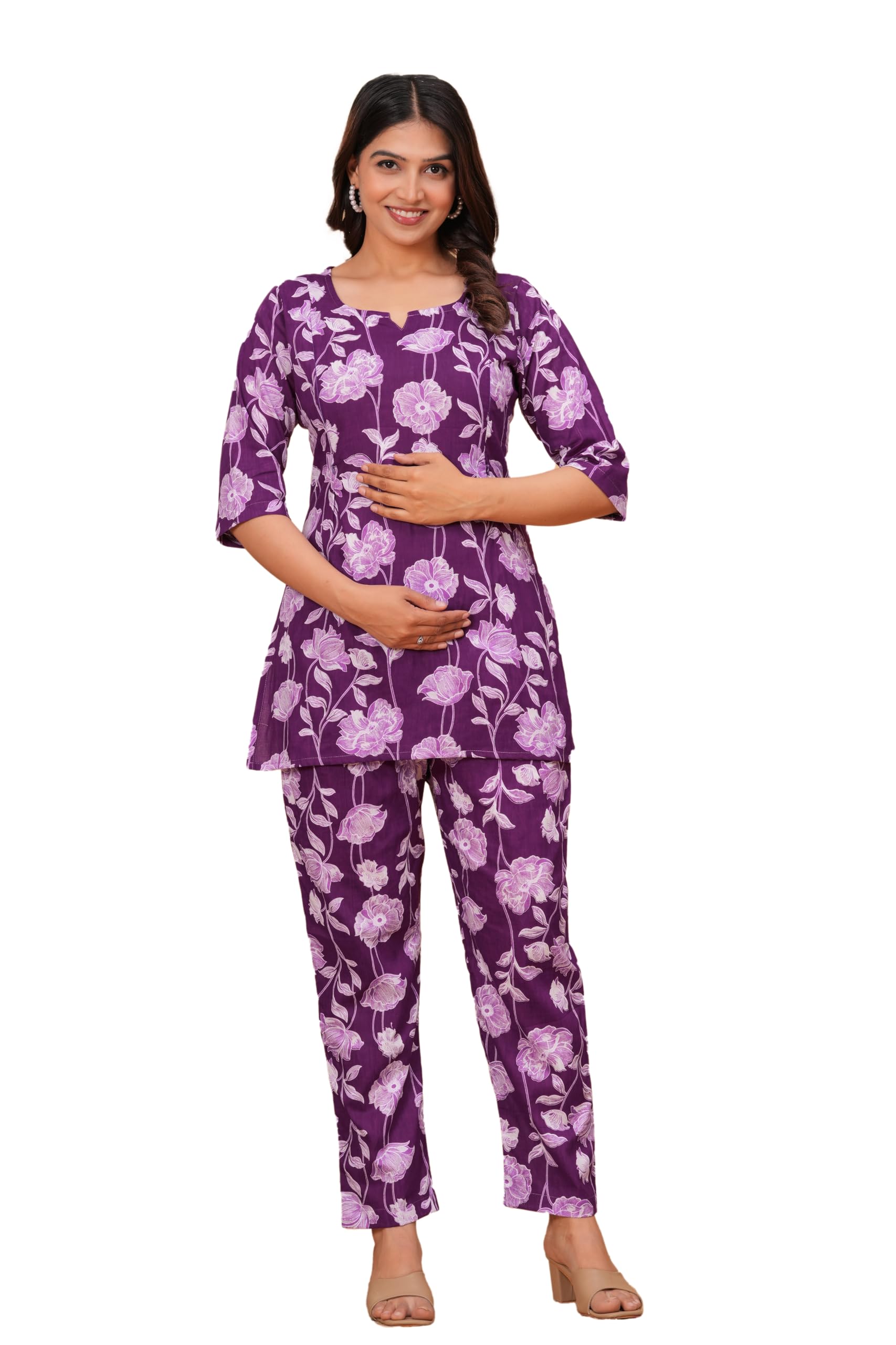 Trendy Style Cotton Printed Maternity Co-Ord Set I Co-Ord I Feeding Co-Ord I Casual Pant Top I Coord I Cot I Cott Set for Women-image-41