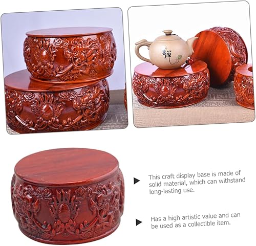 Miniatura 5 de DOITOOL Base de jarrón de adorno de estatua de Buda tallada de madera maciza para exhibición, soporte de arte de interior, base de artesanía