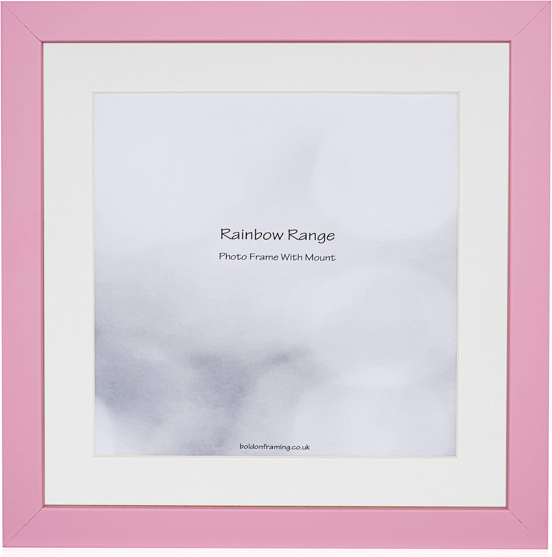 Boldon FramingPink, Square Thin Photo Frame in Solid Wood with White Wall Mount, 12x12 - Pic Size 10x10 Picture Display