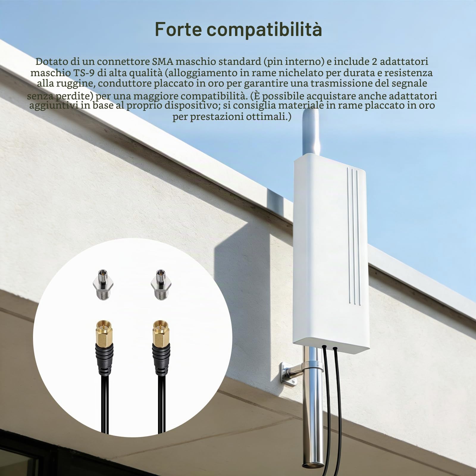 Antenna Esterna 5G 22dBi, 600-6000MHz Direzionale 4G LTE Doppia polarizzazione Antenna wifi 4G LTE Esterna WiFi Antenna MIMO SMA / 2 x TS9, per Router 4G 5G, 2 x Cavo 10m a Bassa Perdita