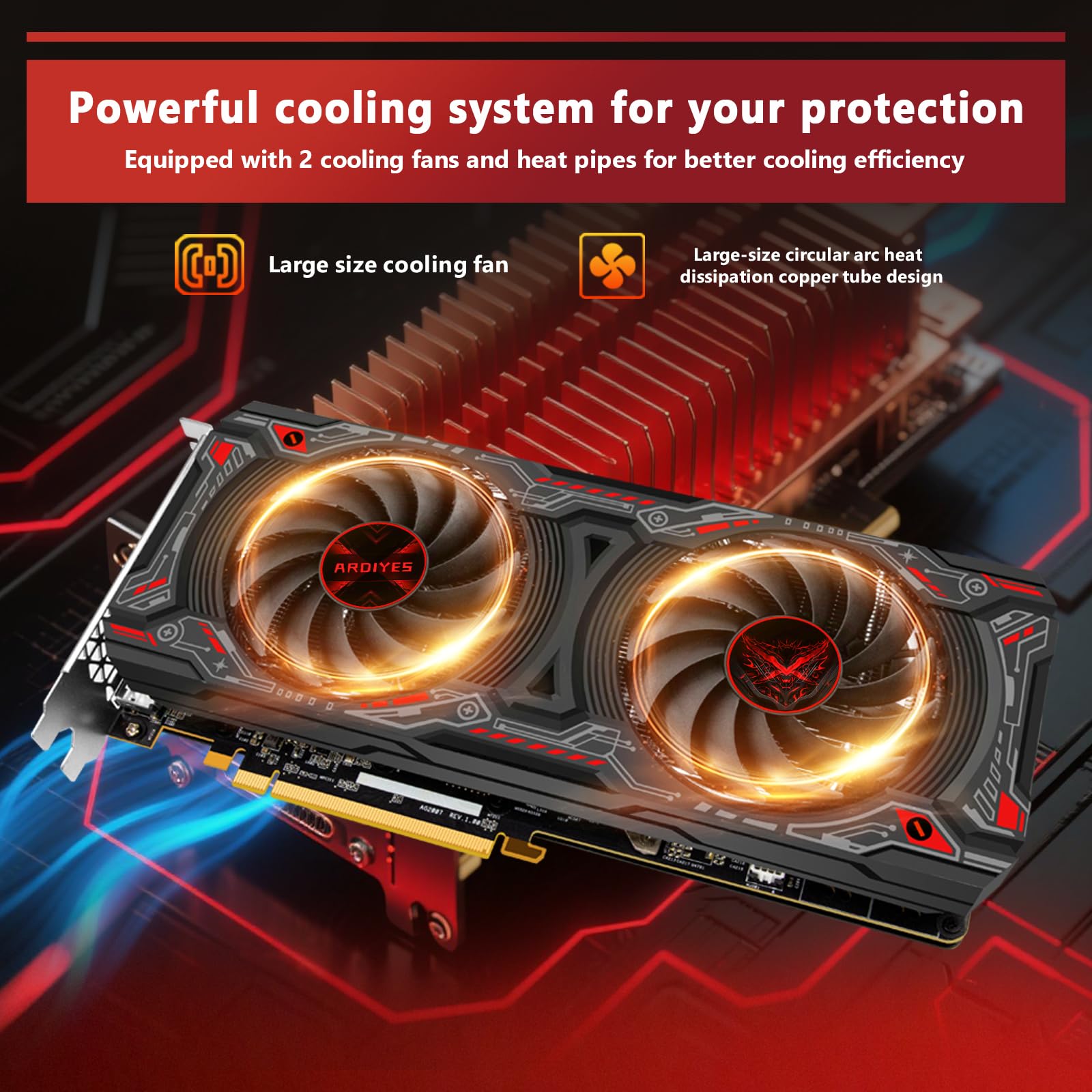 RX 5700 XT 8GB Graphics Card, GDDR6 256-Bit DirectX 12,3*DP and 1*HDMI Port PCIe4.0 2K Graphics Card for Gaming PC, Video Card for Office Tarjeta Gráfica with Dual Cooling Fans