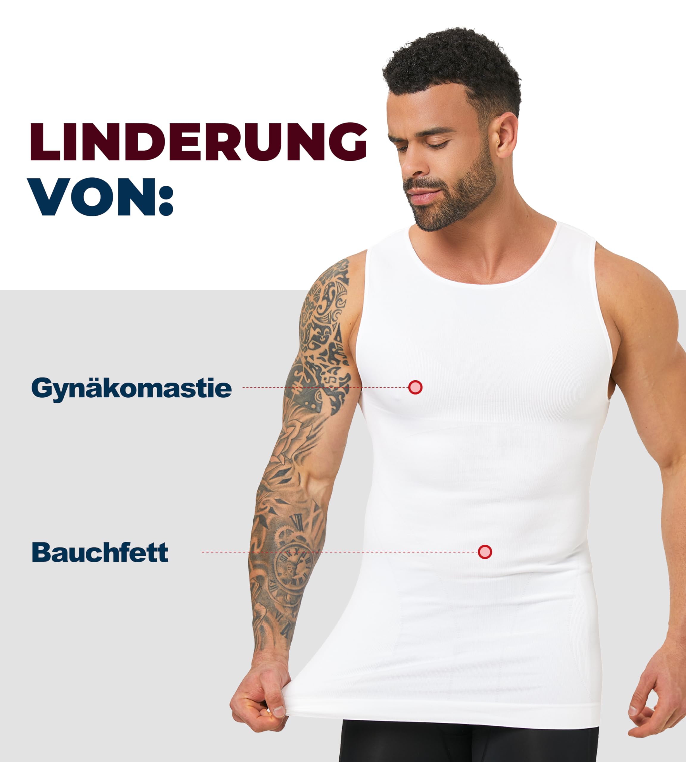 Kompressionsshirt für Herren, Shapewear, schlankmachendes Tank-Top, nahtlos, Bodyshaper, Unterhemd für Gynäkomastie, Bauchkontrolle