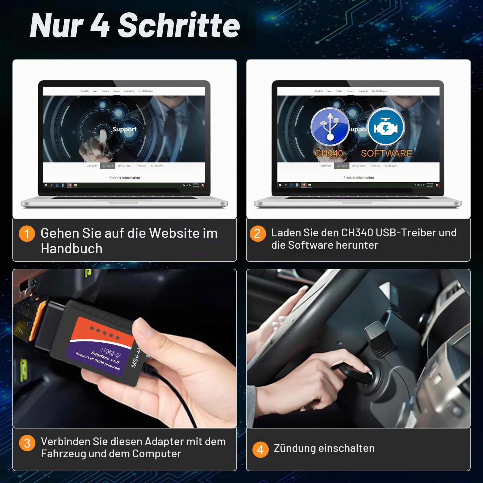 Forscan ELMconfig OBD2 Adapter, OBDII USB Diagnose-Scan-Tool, USB Scanner mit MS-CAN/HS-CAN Schalter, Professionelles OBDII Diagnose Scan Tool für Ford und Mazda