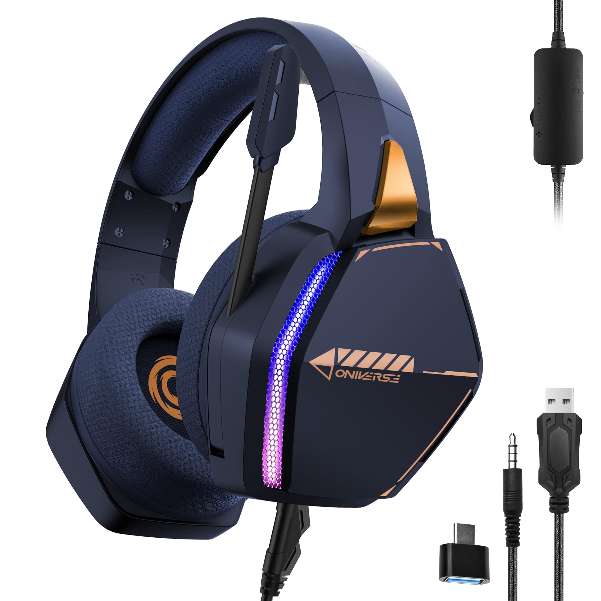 Oniverse Gaming Headset for PS5 PS4 SWITCH XBOX PC MAC with Adjustable Microphone, LED, 50mm Speakers and Breathable Fabric Ear Pads - Wired Stereo Gamer Headphones Nebula (Diva Pink/Pink Oniverse Gaming Headset for PS5 PS4 SWITCH XBOX PC MAC with Adjustable Microphone, LED, 50mm Speakers and Breathable Fabric Ear Pads - Wired Stereo Gamer Headphones Nebula (Diva Pink/Pink