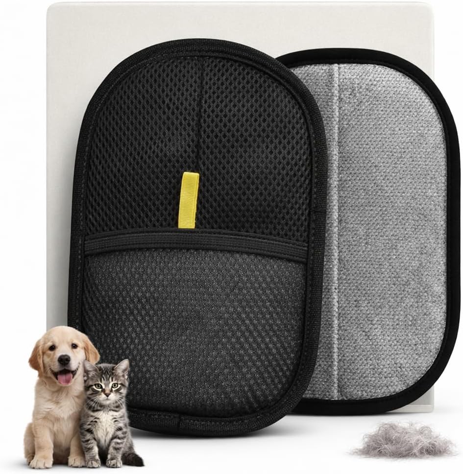 Pet Hair Remover Glove – 2‑Pack Reusable Electrostatic Fur Removal Mitt for Dog & Cat Hair on Furniture, Couch & Car Seats