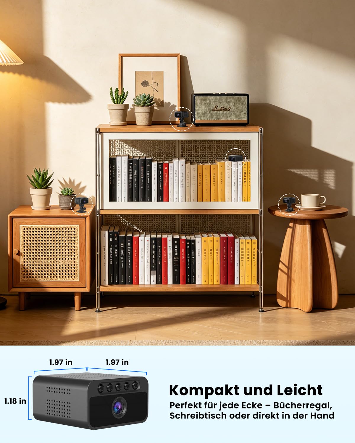 Bextgoo Mini Überwachungskamera Ohne WLAN, 4K Mini Kamera Überwachung Innen Akku, WLAN/AP Hotspot/Offline, mit Nachtsicht, Magnet Halterung, Kleine Kamera für Innen und Außenbereich, Tiefschwarz