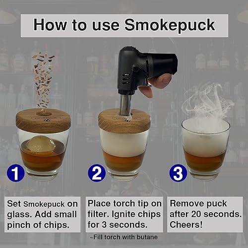 Miniatura 4 de Kit de ahumador de cóctel - Fabricado en Estados Unidos - Garantía de por vida - Manzana+Cereza+Chips de madera de nogal - Crea ahumado a la antigua