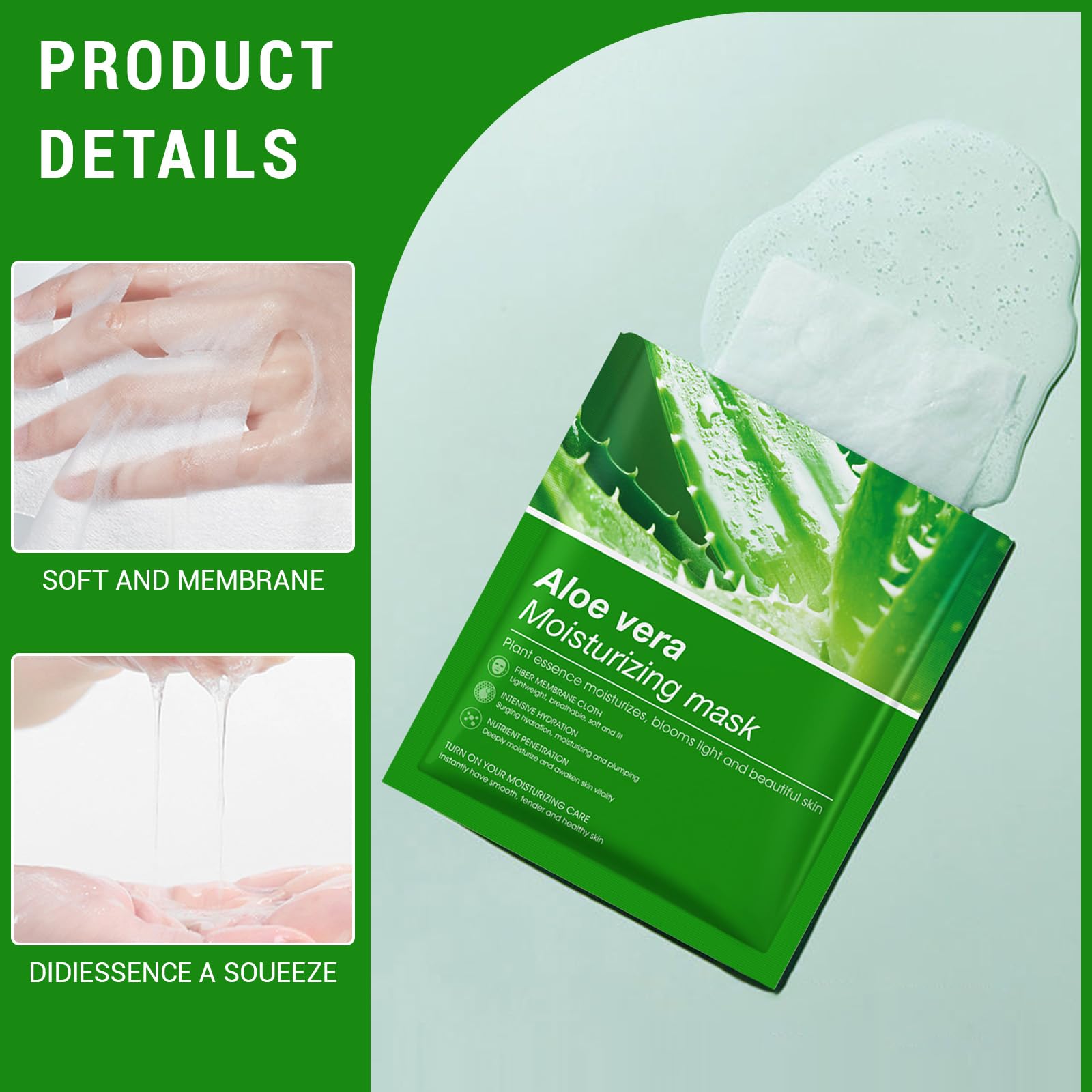 FunnAura 10 Pcs Aloe Vera Face Masks Skincare Sheet, Moisturizing Hydrating Face Mask for All Skin Types, 1 count (Pack of 10) - Image 4