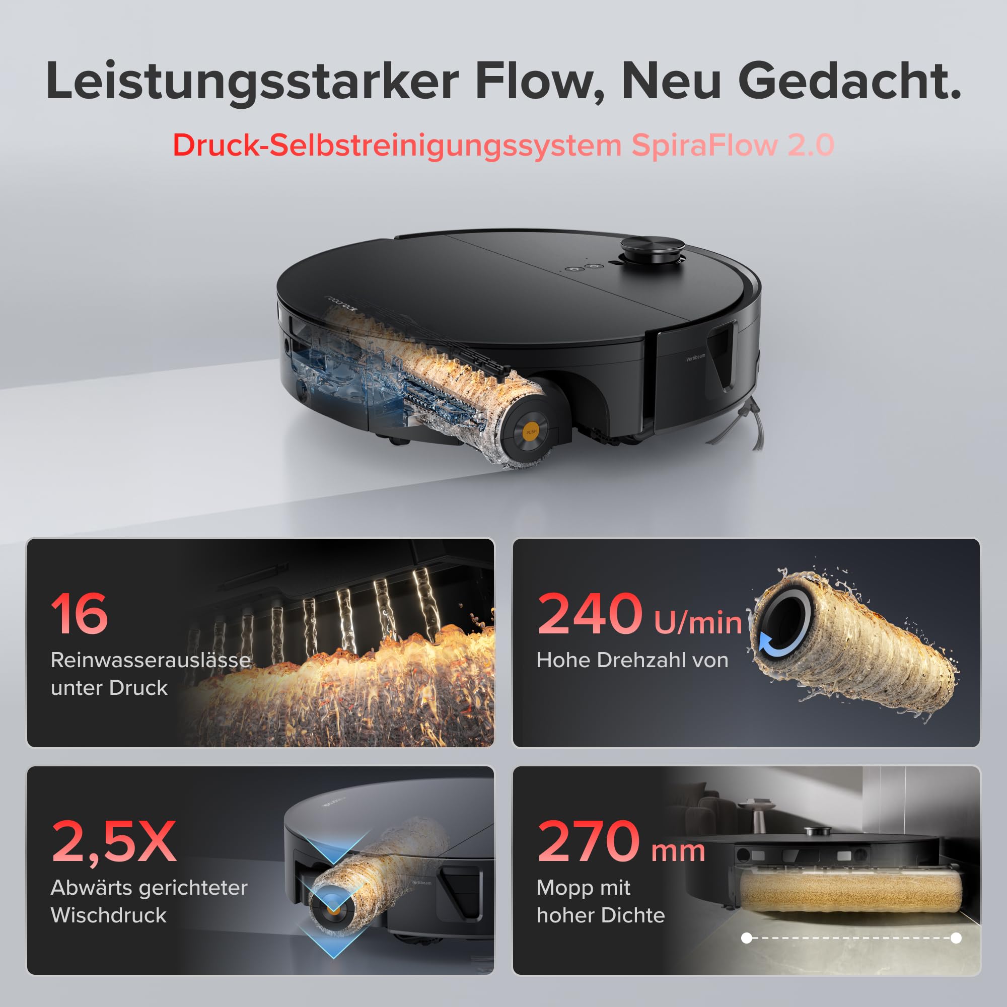 roborock Saros 20 Flow Complete Saugroboter mit Wischfunktion, 36.000 Pa