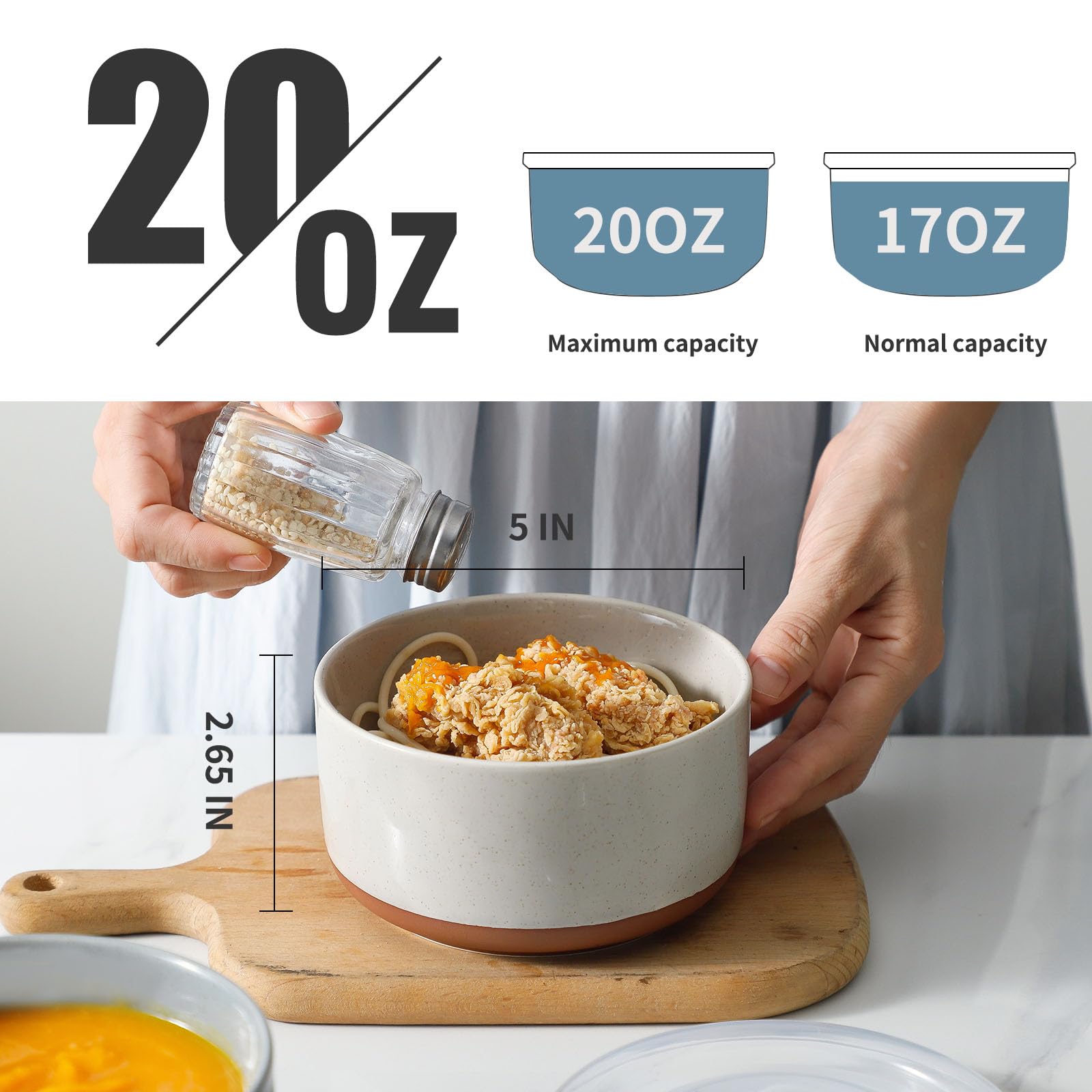 Chubacoo Ceramic Bowl with Lid Microwavable Soup Bowls with Lids