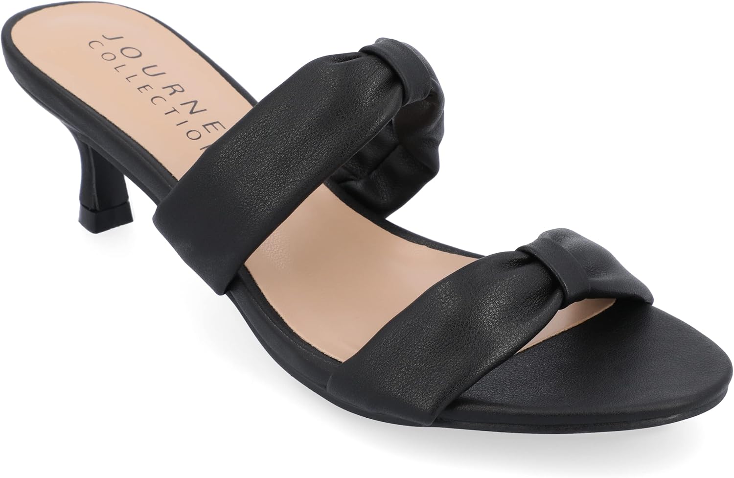Journee Collection Womens Dyllan Kitten Heel Slip On Open Toe Pumps Black 6.5 Medium Womens US