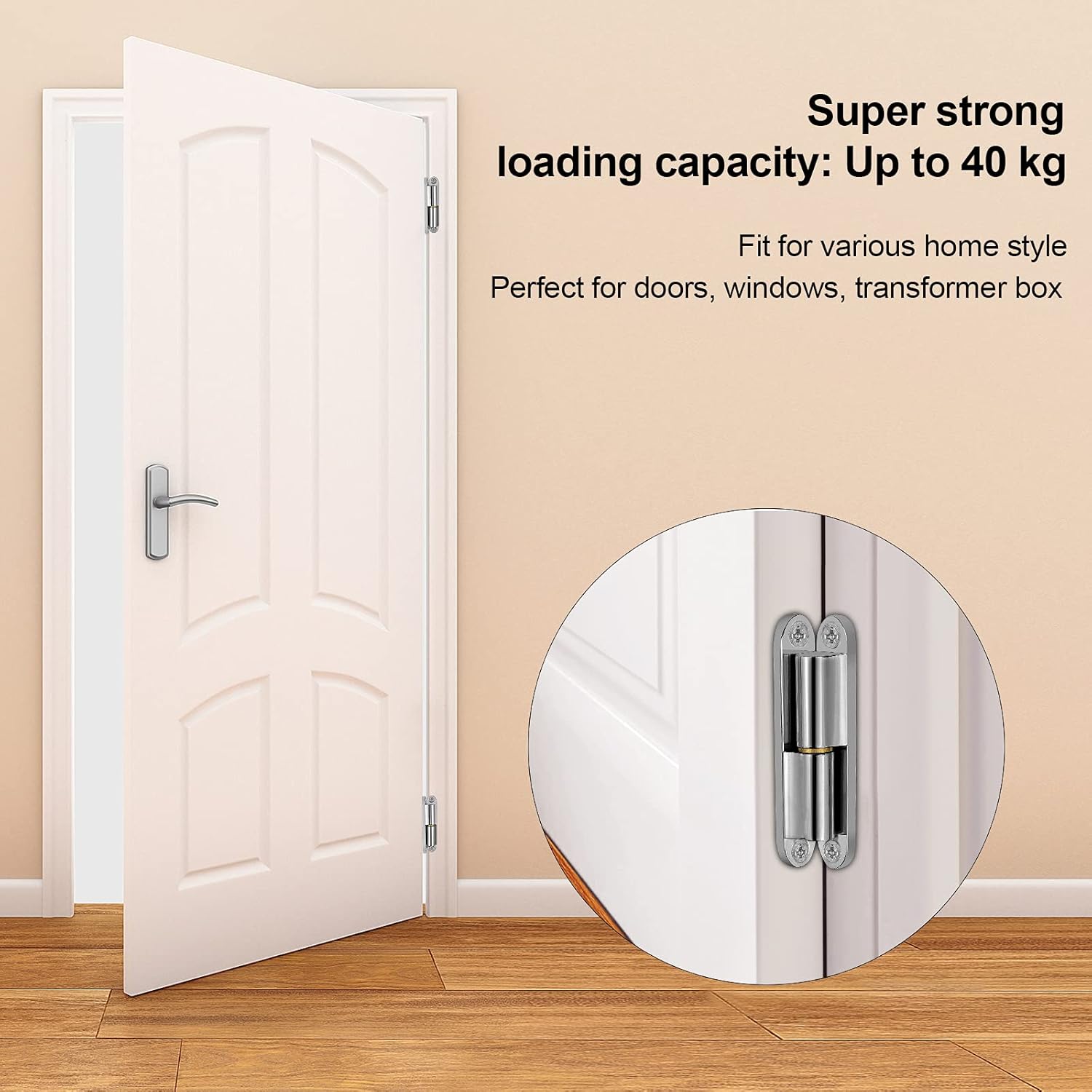 Door Hinges 2 Pcs Retrofit Bedroom Door Hinges with Bearing Zinc Plated