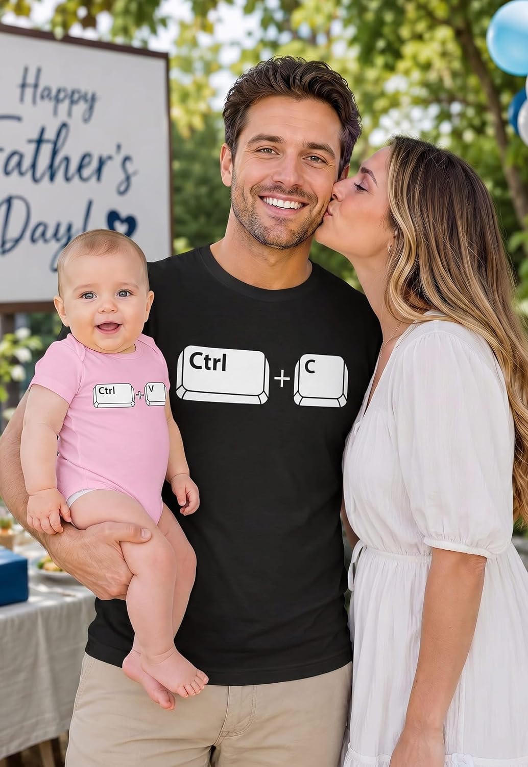 Tstars Ctrl C Ctrl V Dad and Baby Matching Shirts - Funny Daddy and Me Outfit for Father's Day or Family Photos
