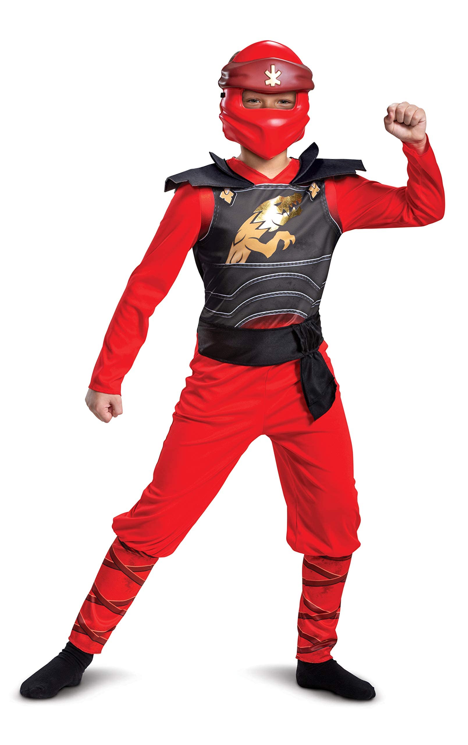 Unisex Kid's Red Kai Ninjago Costume, Red & Black