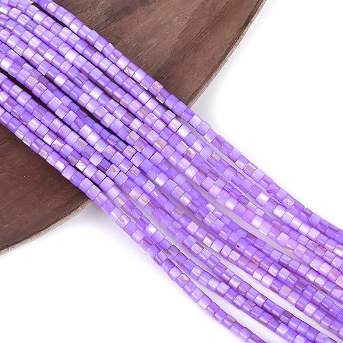 Miniatura 9 de YANUAHI Cuentas de concha natural para hacer joyas, 120 cuentas de conchas de puka de 15.3 pulgadas, heishi de cuentas de cubo natural de 0.157 in