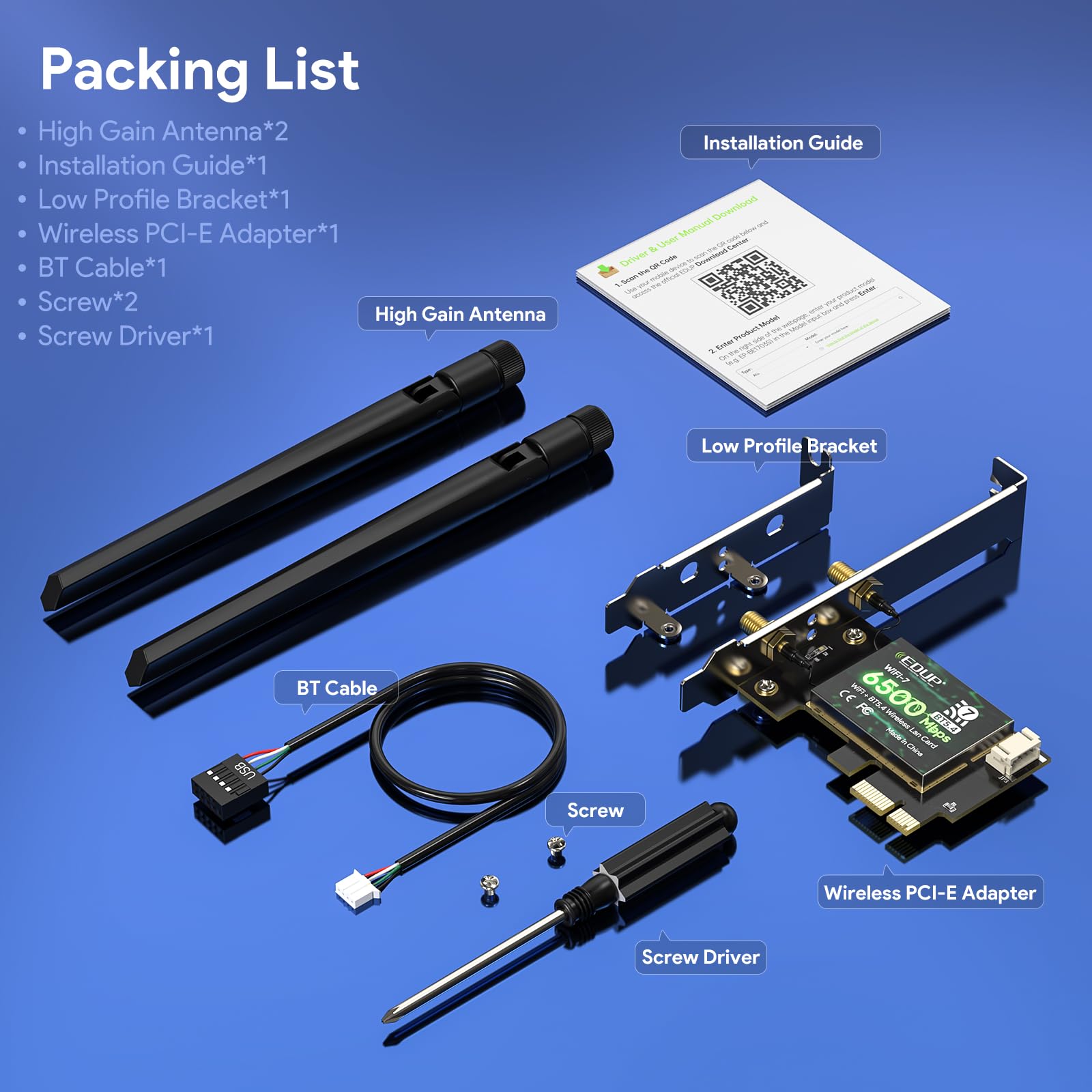EDUP Chiavetta USB WLAN WiFi 7, BE6500 Mbps, Tri-Band 6 GHz / 5 GHz / 2,4 GHz, USB 3.0 WLAN adattatore per PC, WiFi 7 dongle con chip MT7925AUN per gaming, compatibile con Windows 11 & Linux 6.7+