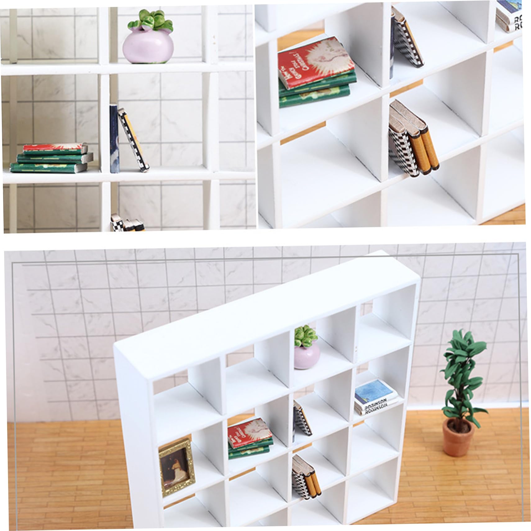 Amazon | ドールハウス家具 ドールハウス 本棚 リアルな木製 1:12