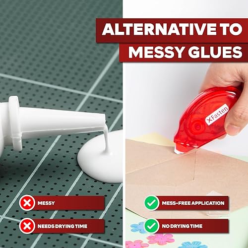 Miniatura 6 de XFasten Cinta adhesiva de doble cara para álbumes de recortes, 0.315 in x 30 pies, paquete de 8 unidades de cinta adhesiva multicolor, cinta de