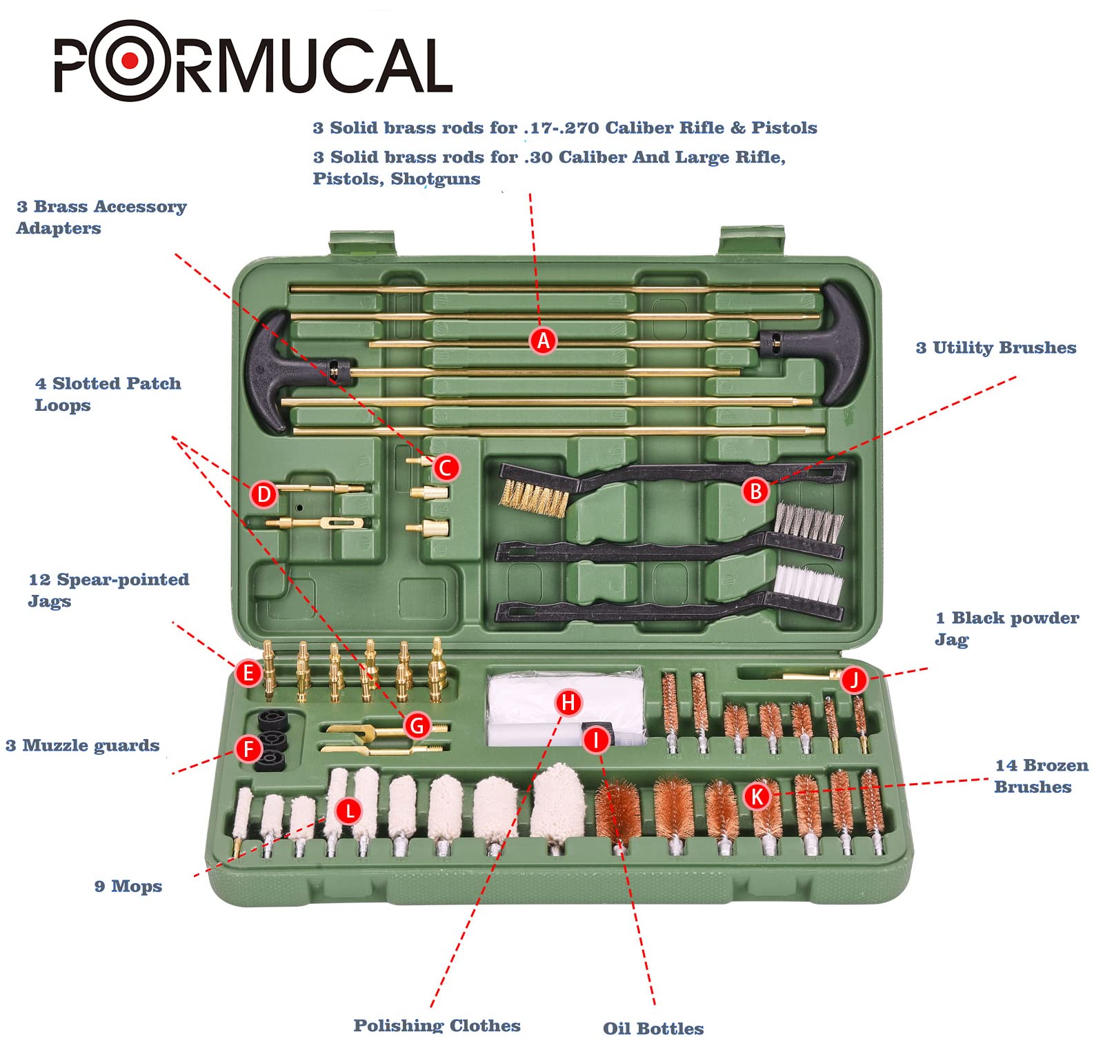All in One Gun Cleaning Kit in Tool Bag with Gun Cleaning Patches and Stainlee Steel Cleaning Picks for All Caliber Rifle Handgun Shot Gun Cleaning Hard Case in Wide Mouth Tool Bag.