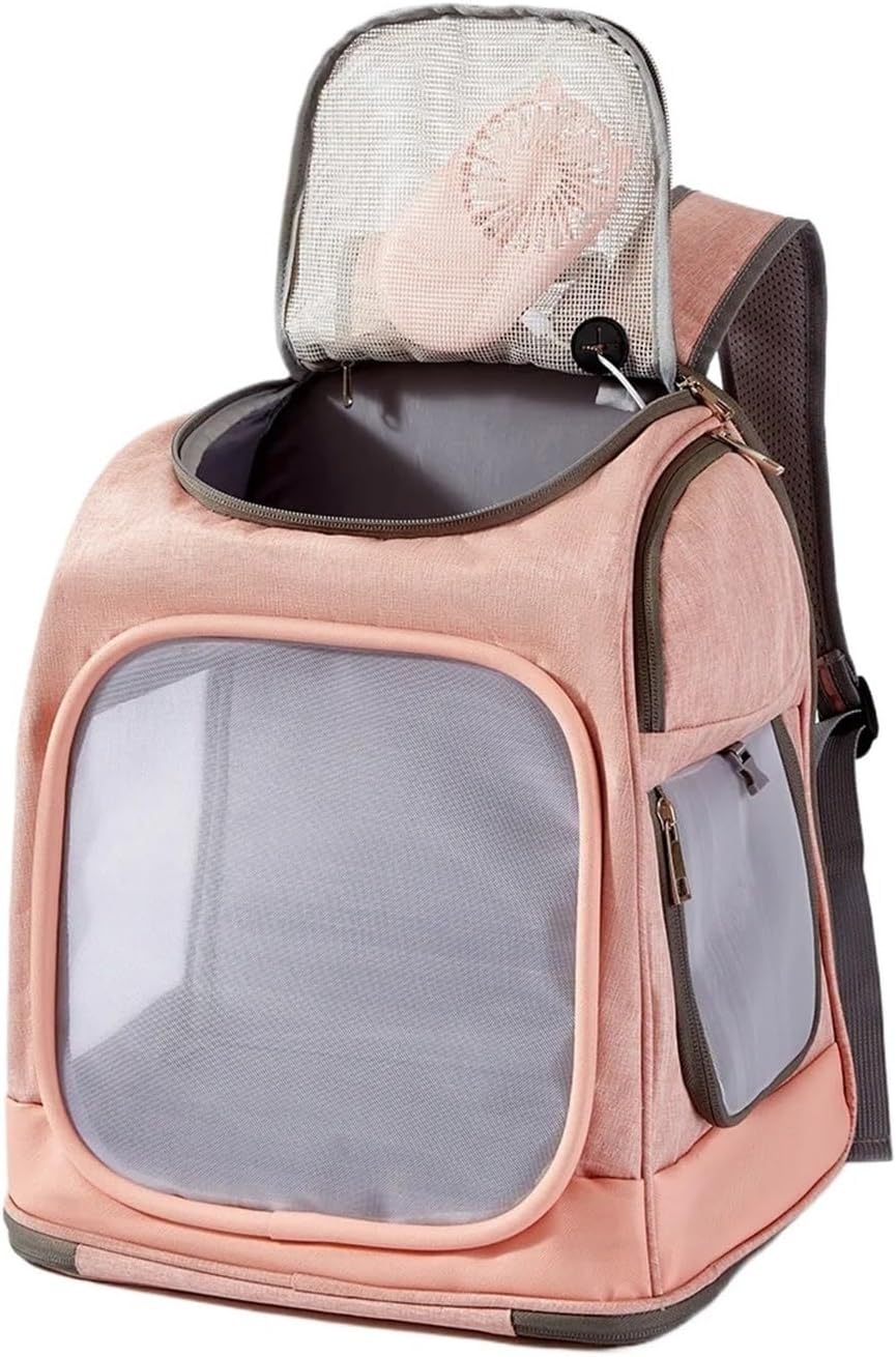 Pet Bag Fan Cat Backpack Pet Portable Backpack Oxford Cloth Dog Backpack Fresh Style Pet Bag Portable(Pink)