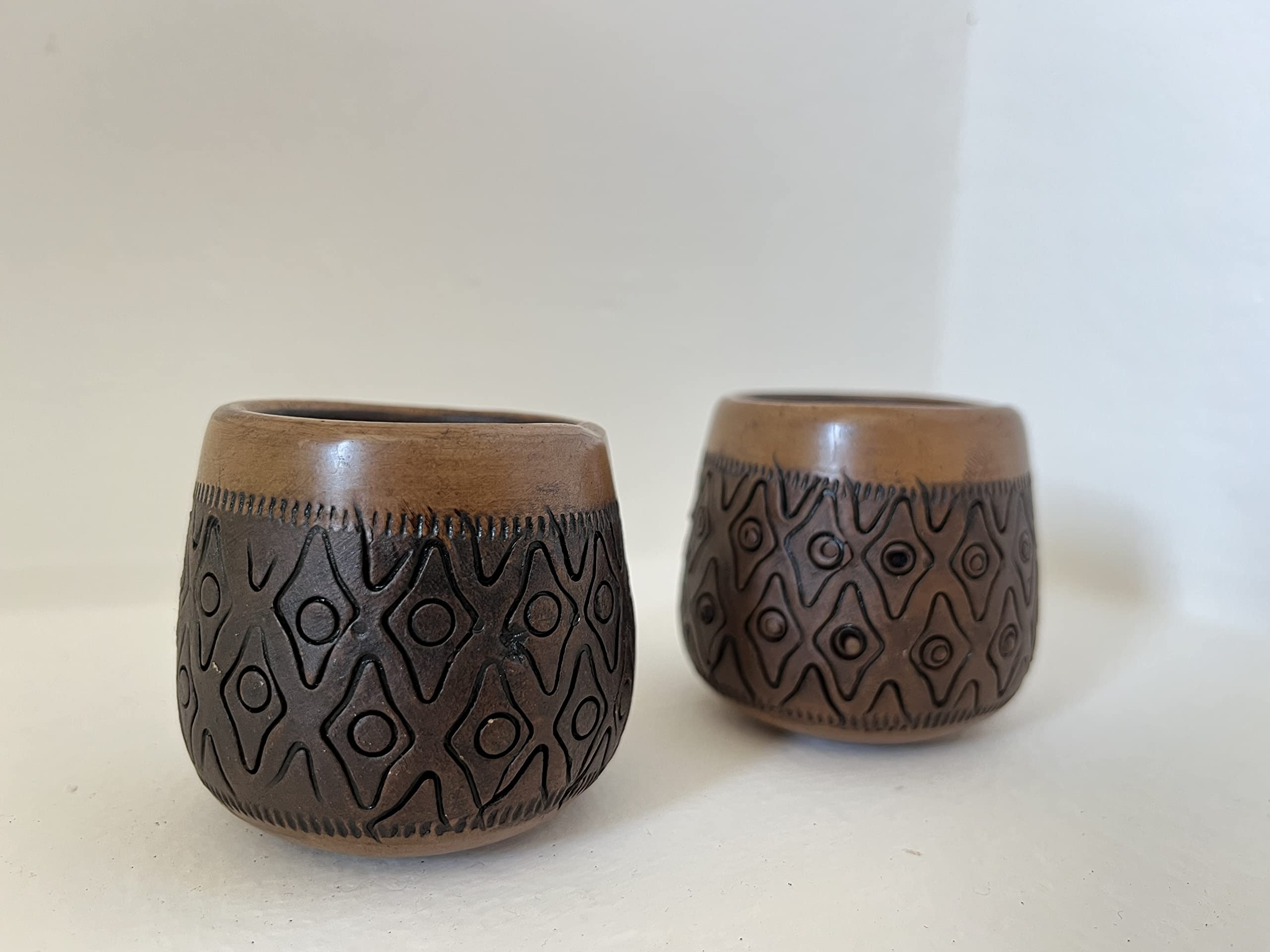 Artisan Clay Cups | Handcrafted and Hand Glazed Copitas | The Proper Traditional Vessel for Mezcal and Tequila, or Any other Neat Spirit | Set of 2