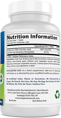 Miniatura 2 de Best Naturals Ácido fólico 1000 mcg y óxido de magnesio 500 mg