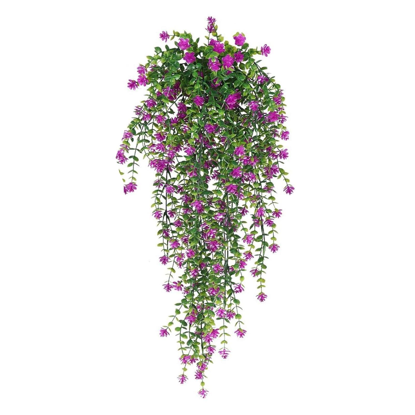jyibinee Realistic Artificial Plants Flower Decoration Eucalyptus Home Wedding Garden Indoor Outdoor Wall Hanging Colorful Faux Drooping Vines Purplish Red