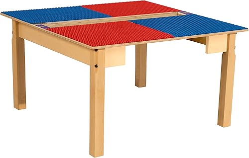 Miniatura 36 de Time-2-Play - Mesa de juego para niños, compatible con ladrillos Lego, madera contrachapada de abedul extra resistente, 35 pulgadas de ancho x 31
