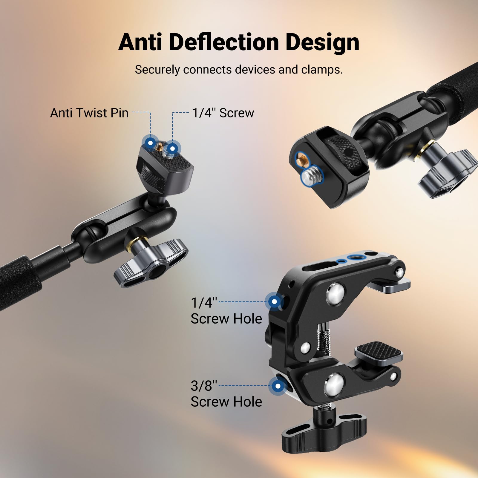 NEEWER 22" Brazo Mágico con Abrazadera Soporte para Móvil con Cámara de Escritorio con Brazo Articulado Doble Rótula 1/4" 3/8" Rosca para ARRI Compatible con iPhone DSLR Action Camera Luz Video,UA057