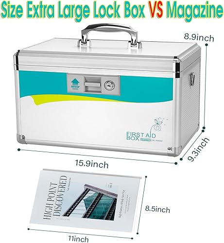 Miniatura 2 de Glosen Caja de bloqueo de medicina, caja de medicina con bloqueo, cajas de bloqueo de seguridadExtra grandes15.9x9.3x8.9 pulgadas, caja de