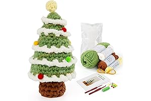Noocro Crochet DIY Complete Christmas Tree Kit-Christmas Crochet Pattern with Premium Yarn, Tools