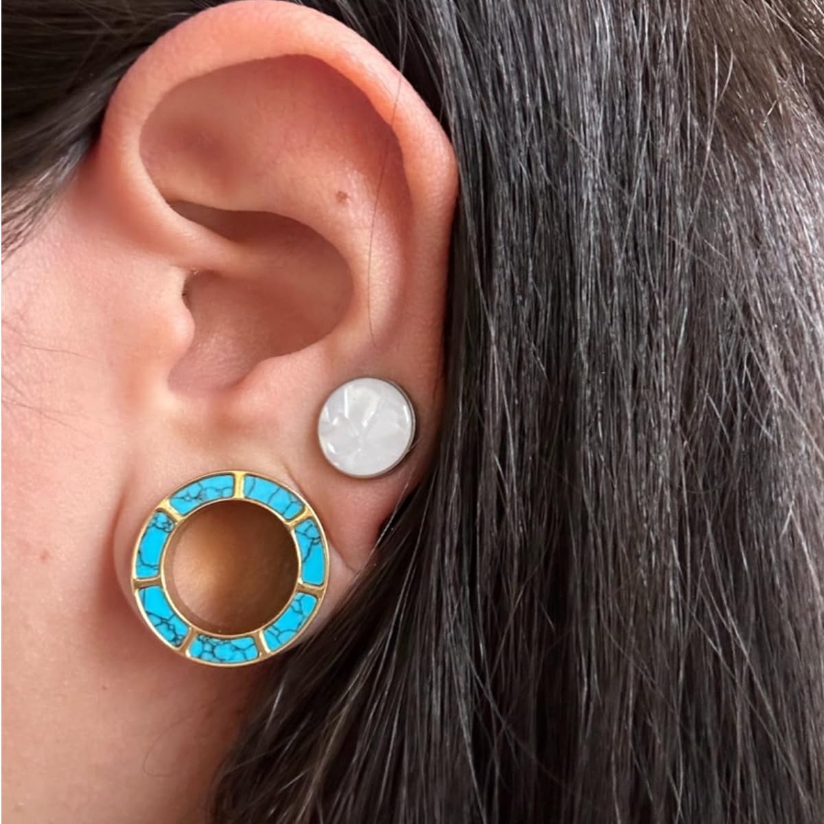 Stainless steel edelsteen oorbellen Schakeloorbellen met turquoise Stainless steel edelsteen oorbellen Schakeloorbellen met turquoise