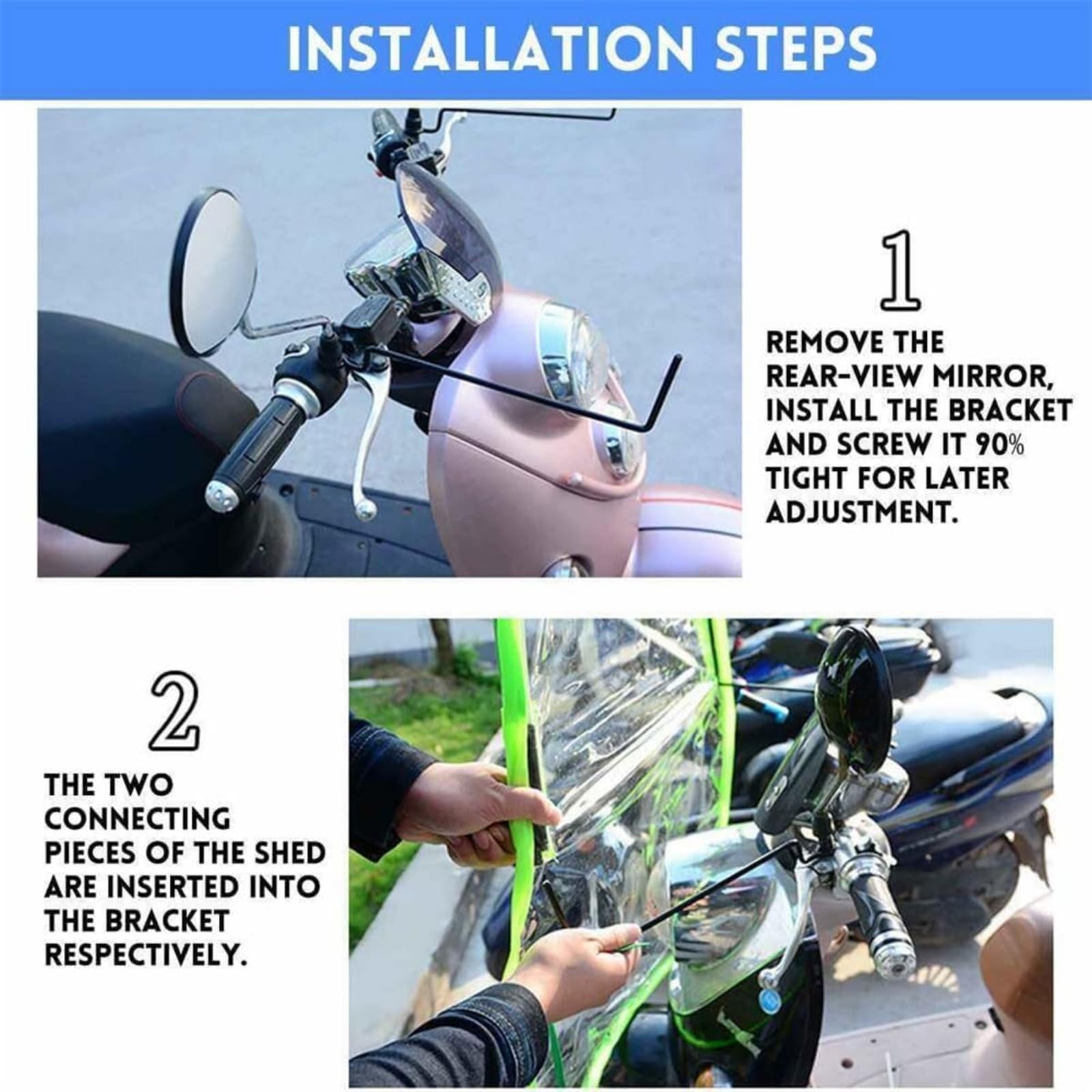 Regendach für Elektromobile, wasserdicht, Polyester und PVC, universelle Passform, Scooter-Abdeckung, universelle Sonnenschutzabdeckung für Elektromotorräder, Blau C