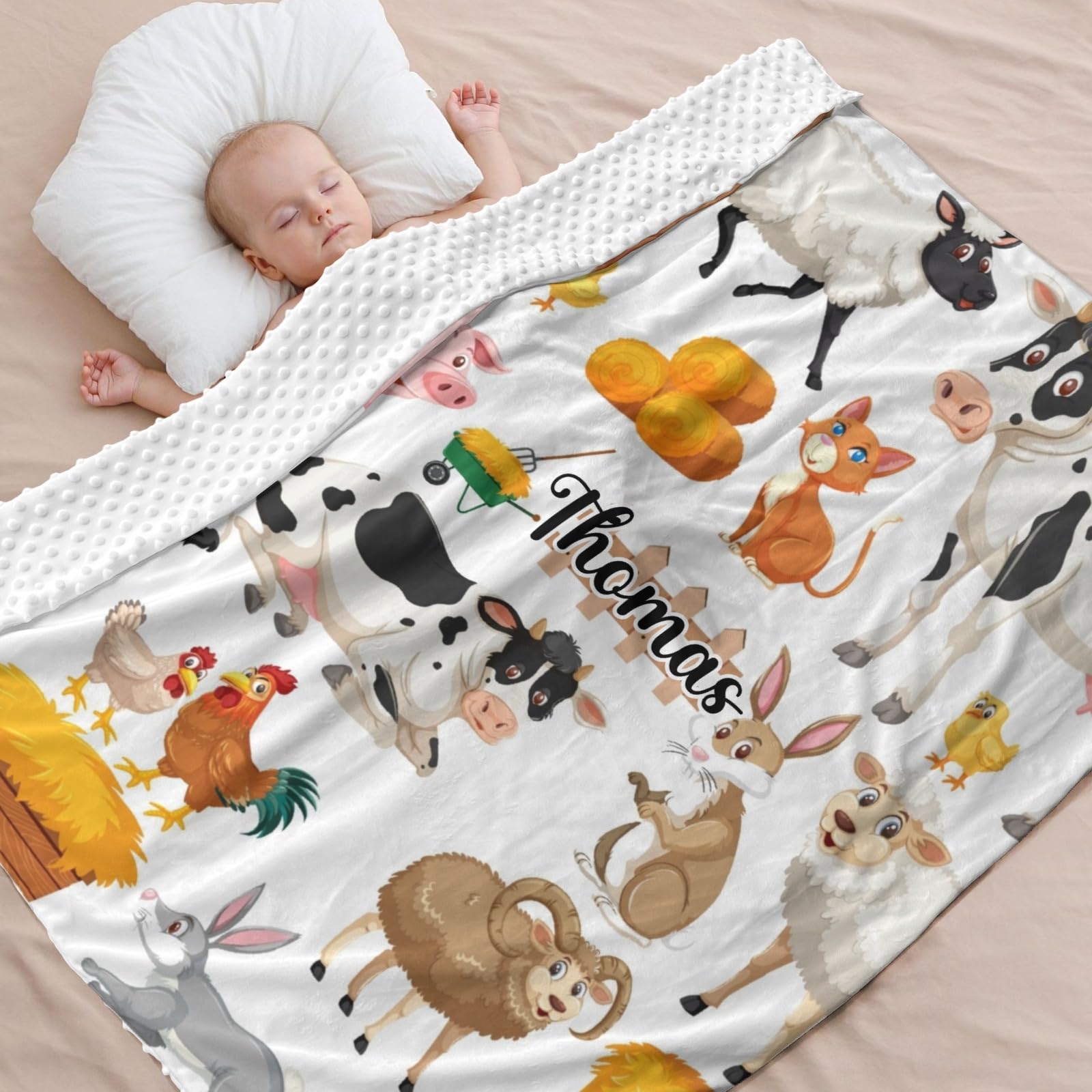Amazon.com: Farm Meadow Animals Personalized Baby Blanket for Boys  Girls,Custom Soft Minky Blanket Double Layer Dotted Newborn Naps 35X45 in :  Baby