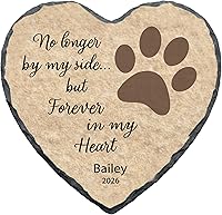 Vista 9 de Piedra conmemorativa personalizada para perro, placa con estampado de pata de corazón de No Longer by Our Lide, regalo de pérdida de mascotas