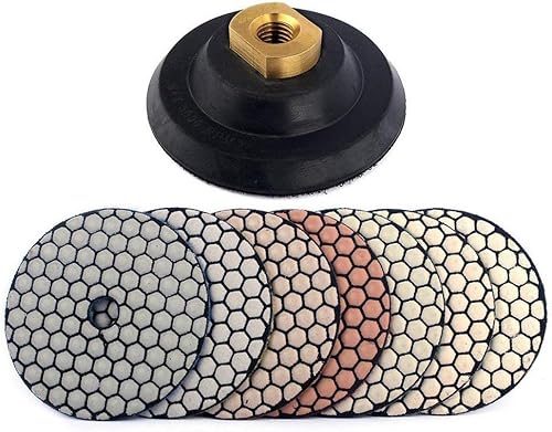 Z-LION Almohadillas de pulido de diamante seco de 4 "con almohadilla de respaldo de goma para piedra de granito de mármol de hormigón