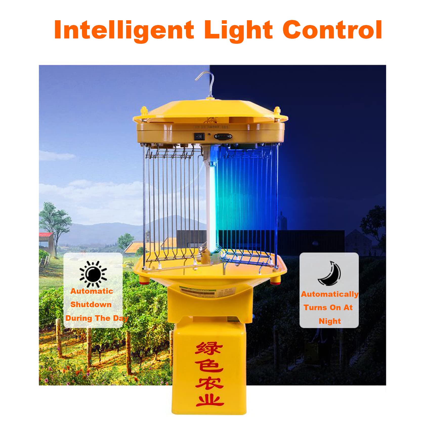 Trappola per Mosche UV Solare da Esterno 3500V 2 in 1 Zapper Completamente Automatico per Insetti, Lampada per Il Controllo dei parassiti agricoli 395nm, Impermeabile IPX7, Lampada antizanzare per
