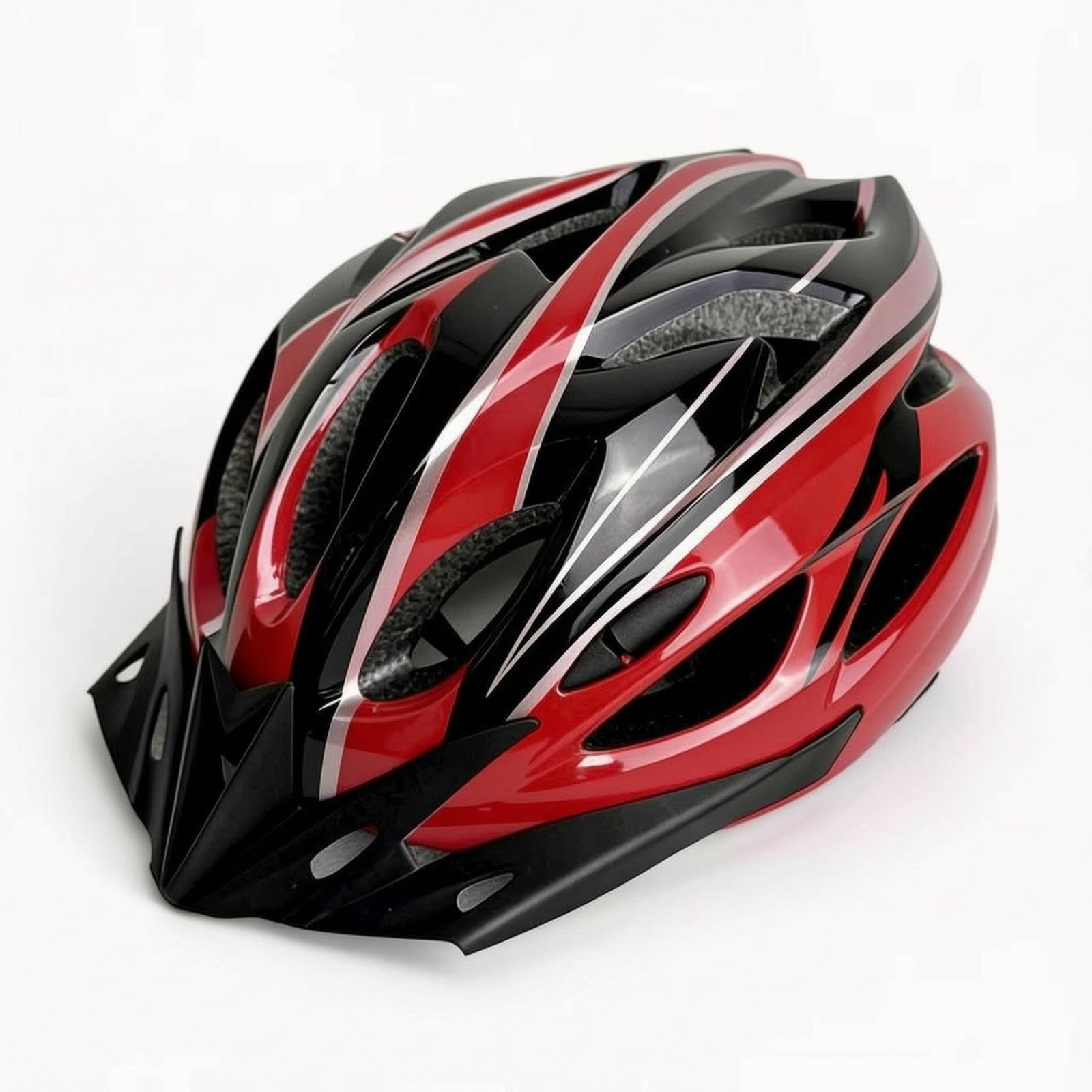 Unibody Molded Helmet Lightweight Bike Helmet with Chin Guard Aerodynamic for Cyclists, Commuters, Commuting, Mountain Biking Black Red-image-35