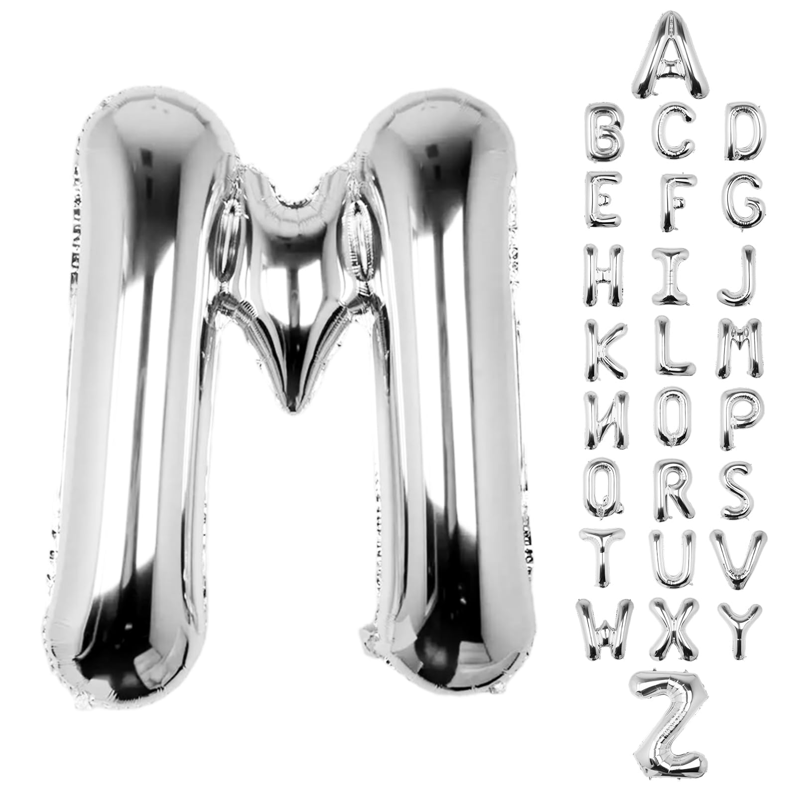 AOAOParty Letter Balloons 40Inch Large Giant big Foil Mylar Silver Balloons M for Birthday Party Decorations