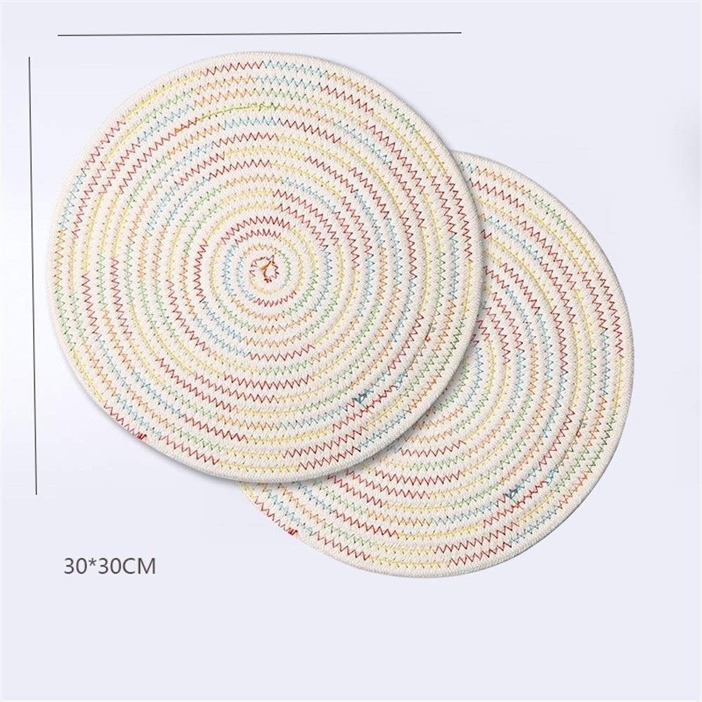 Mantel Individual Redondo de algodón, Antideslizante, para Mesa de café, Restaurante Occidental, Juego de 2 manteles Individuales Multicolores (30 x 30 cm)