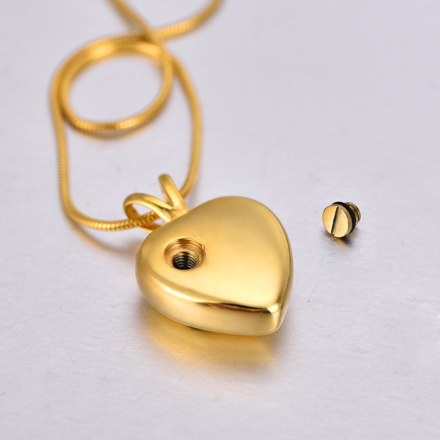 COCO Park Gold Engraving Bone Love Heart Pet Cremation Necklace Memorial Ash Keepsake Urn Pendant Jewelry