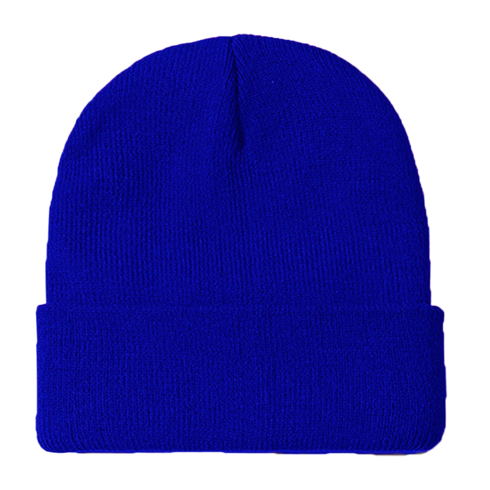 ZOORON Beanie for Women Men Warm Reversible Winter Hats Unisex Cuffed Plain Skull Knit Hat Fisherman Beanies Black RoyalBlue