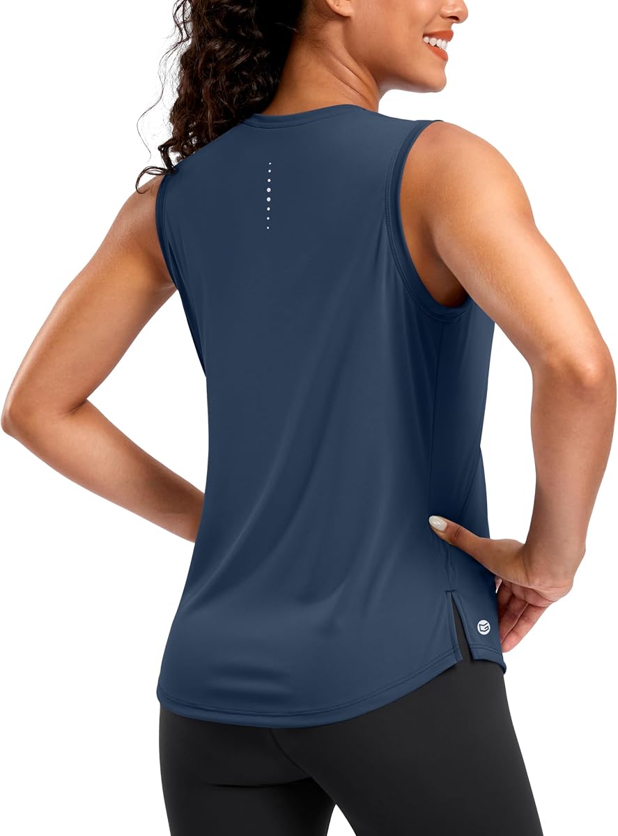 G Gradual Women's Sleeveless Workout Tank Tops Running Yoga Shirts | Crew Neck, Loose Fit, Curved Hem, Quick Dry, Lightweight, Moisture Wicking, Stretchy, Athletic, Gym, Tennis, Casual