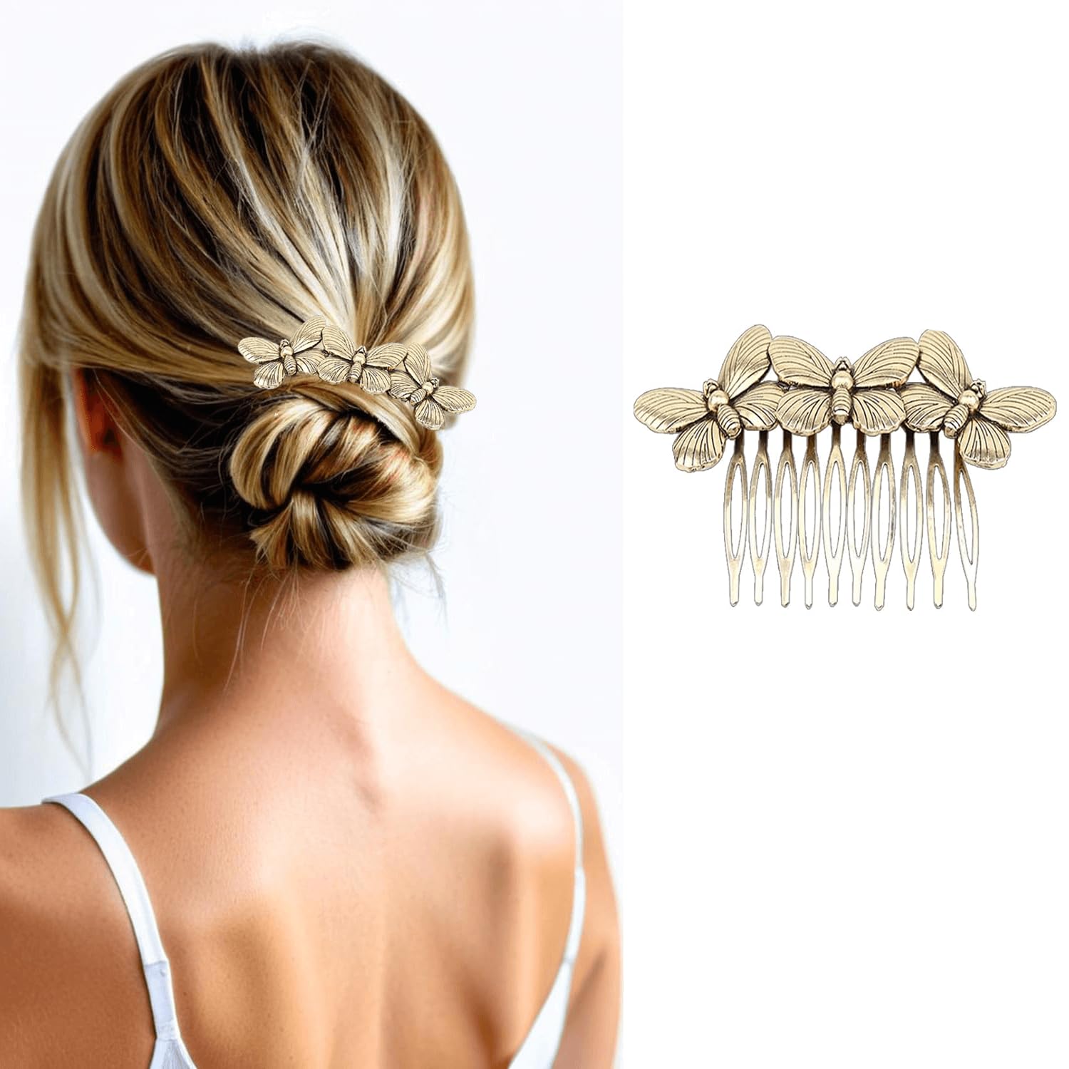 ? Rhinestone Butterfly Earrings + 2 Decorative Gold Hair Combs Bundle ? Amazon.com : 6 Pack Vintage Hair Side Combs for Women  main image 3
