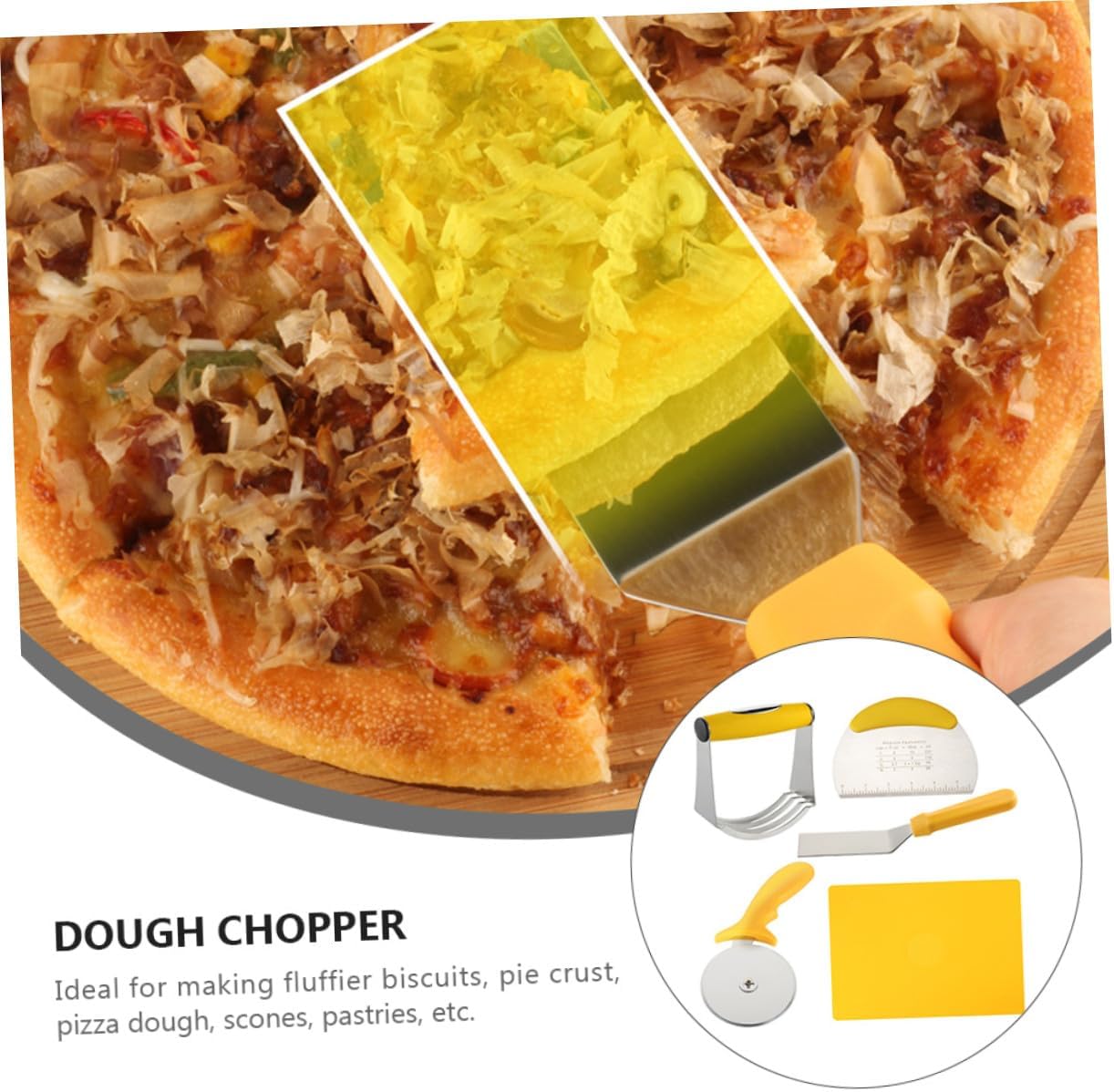 5pcs Stainless Steel Pizza Peel and Cutter Wheel Set with Silicone Kneading Dough Mat and Scale for Baking and Cooking Supplies