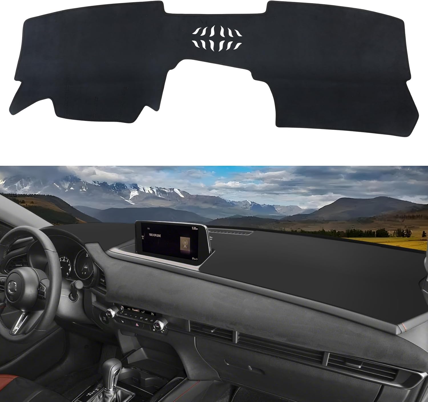 Dashboard Cover Mat for Mazda 2020-2025 2026 CX-30 CX30 Accessories (Without HUD) Black Flannel Material Anti-Slip Dash Cover Mat Sunshade Glare UV Rays Protector