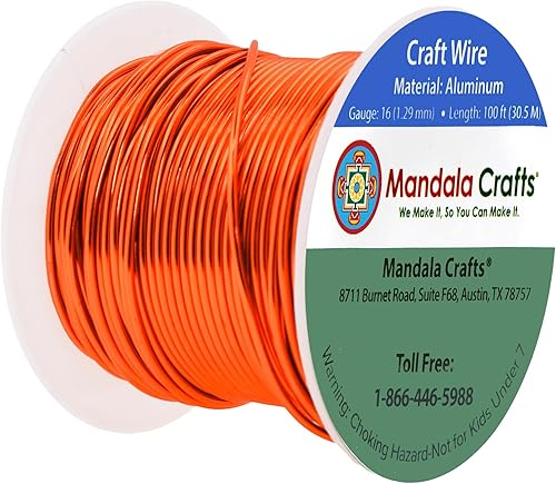 Vista 722 de Mandala Crafts Alambre de aluminio anodizado de calibre 8 para hacer joyas, alambre neutro flexible de color de 128 pies, flexible y flexible