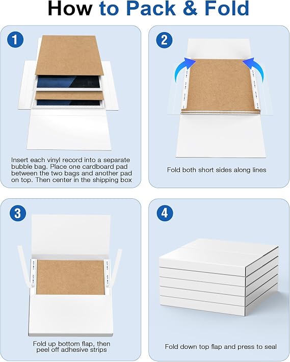 13.2 x 13.2 x 1.3 Corrugated Cardboard Vinyl Record Mailers,8 Pcs