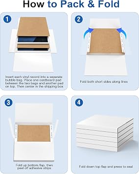 13.2 x 13.2 x 1.3 Corrugated Cardboard Vinyl Record Mailers,8 Pcs